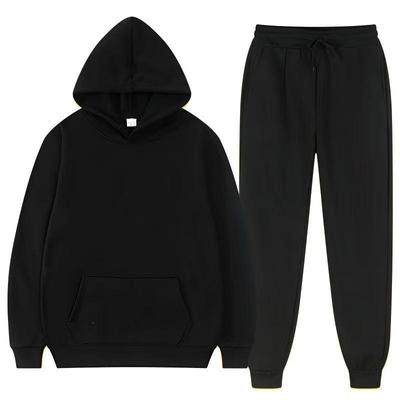 2024 Korean Style Solid Color Hooded Unisex Plus Size Sweatshirt Set - Women's Casual Loose Two-Piece Long Sleeve Outfit