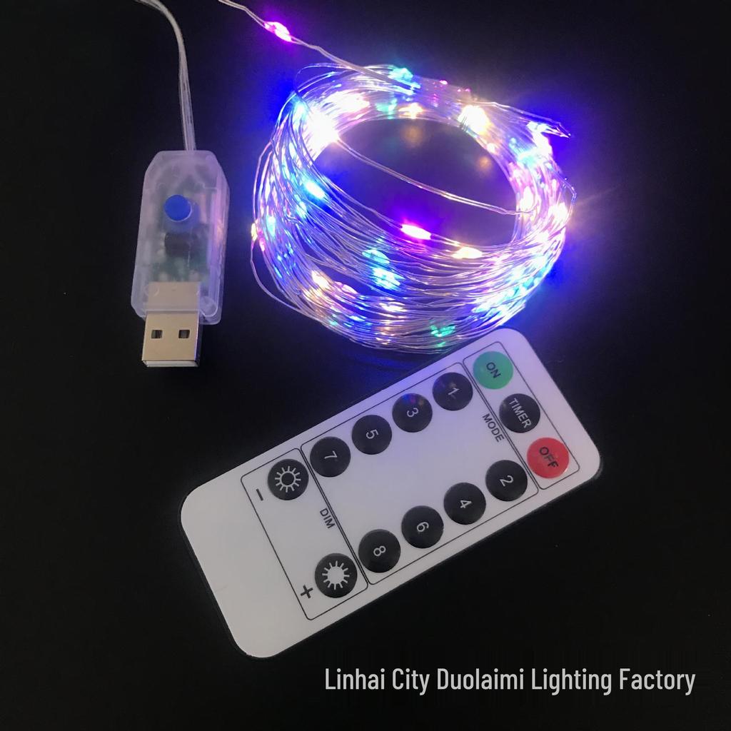Outdoor USB Copper Wire String Lights with Remote Control - 8 Modes, Low Voltage Christmas Holiday Decoration