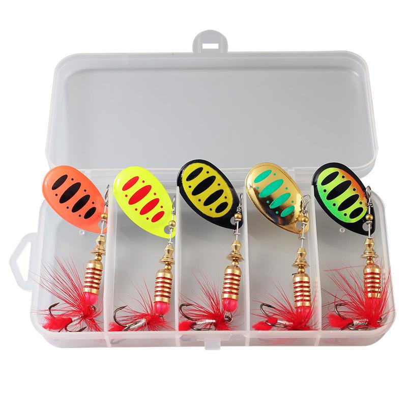 

5 Композитная Вращающаяся Блесна Приманка 7г Металлическое Перо Тройной Крючок Бионическая Приманка Пресноводная Морская Универсальный Набор A set