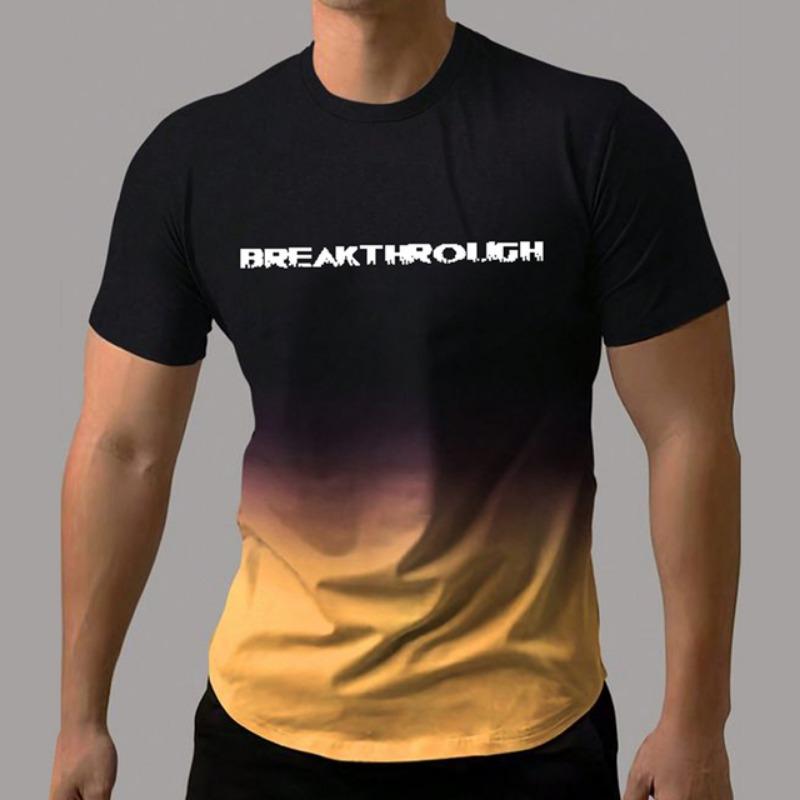 Men's T-Shirt Gradient Style "Whatever" Pattern Print Men's Comfy Chic T-shirt Short Sleeve Quick Drying Oversized Clothing Tops