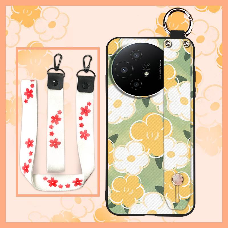 Fashion Design Protective Phone Case For TCL 50 Nxtpaper 5G/50Pro Nxtpaper 5G Wristband Kickstand Dirt-resistant Flower
