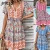 Fashion Summer Spring Short Sleeve V-Neck Casual Dresses