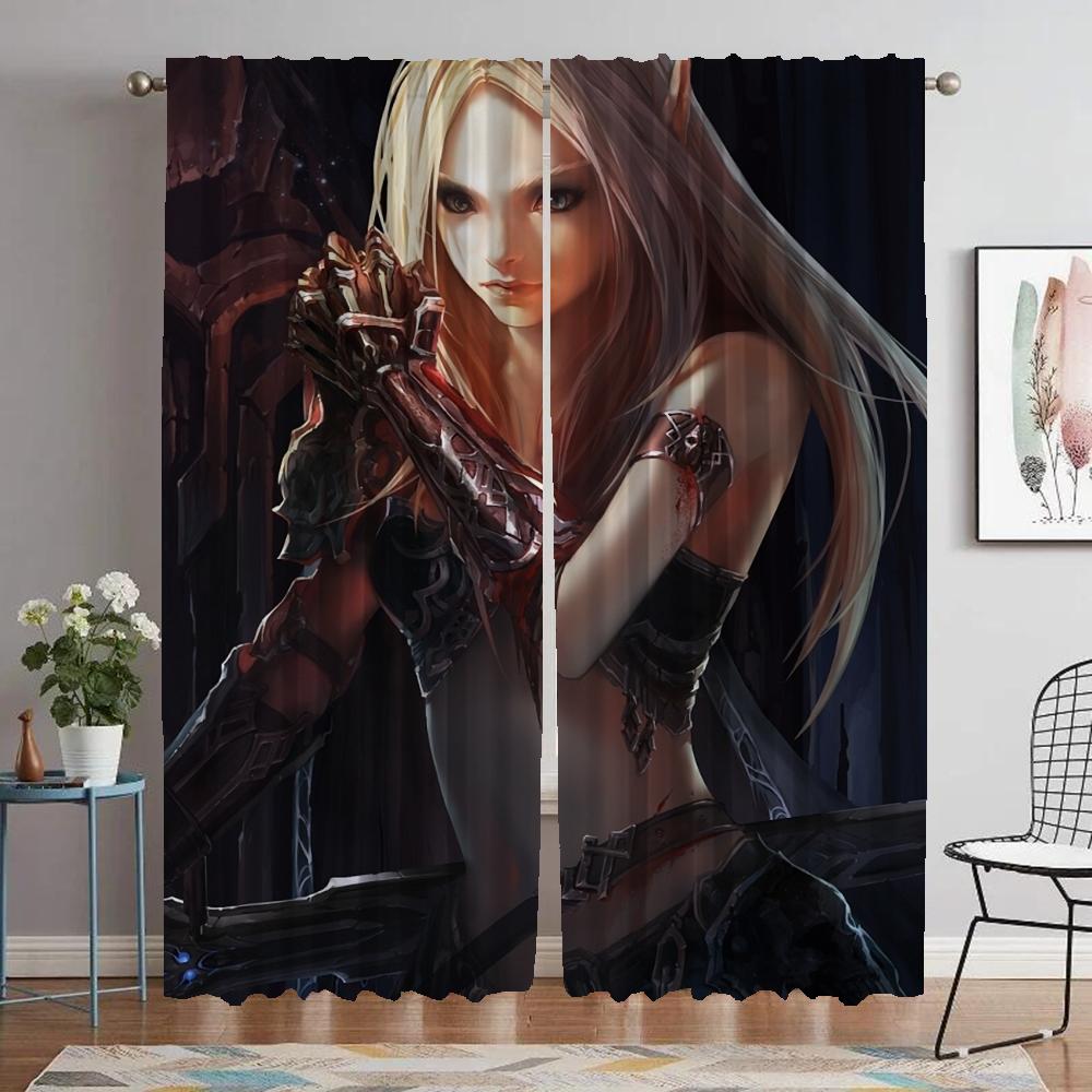 Blackout Kitchen Curtains Child Room Female Elf Living Room Curtain Curtains for Bedroom Shades Halloween Decoration Partition