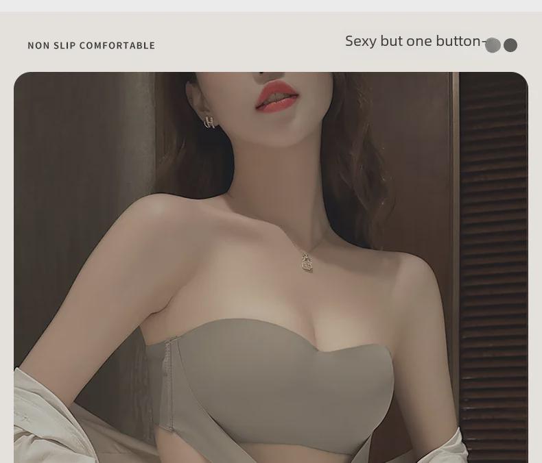 Genuine Strapless Gathered Bra for Women - Non-Slip, Small To Large Chest, Anti-Exposure, Invisible for Wedding Dresses, Beautiful Back Design