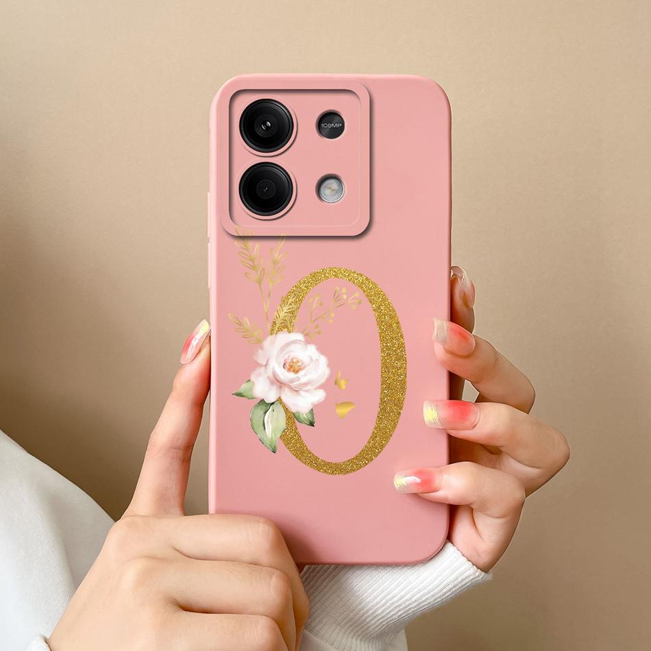 Phone Case For Redmi Note 13 Pro 4G 5G Elegant Letter Soft Liquid Silicone Full Coverage Protector For Redmi Note13 13Pro Fundas