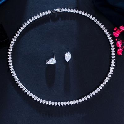 Bridal Accessories Zircon Clavicle Chain Two-Piece Set Women'S Wedding Dress Personalized Necklace Earrings Jewelry Set Chain