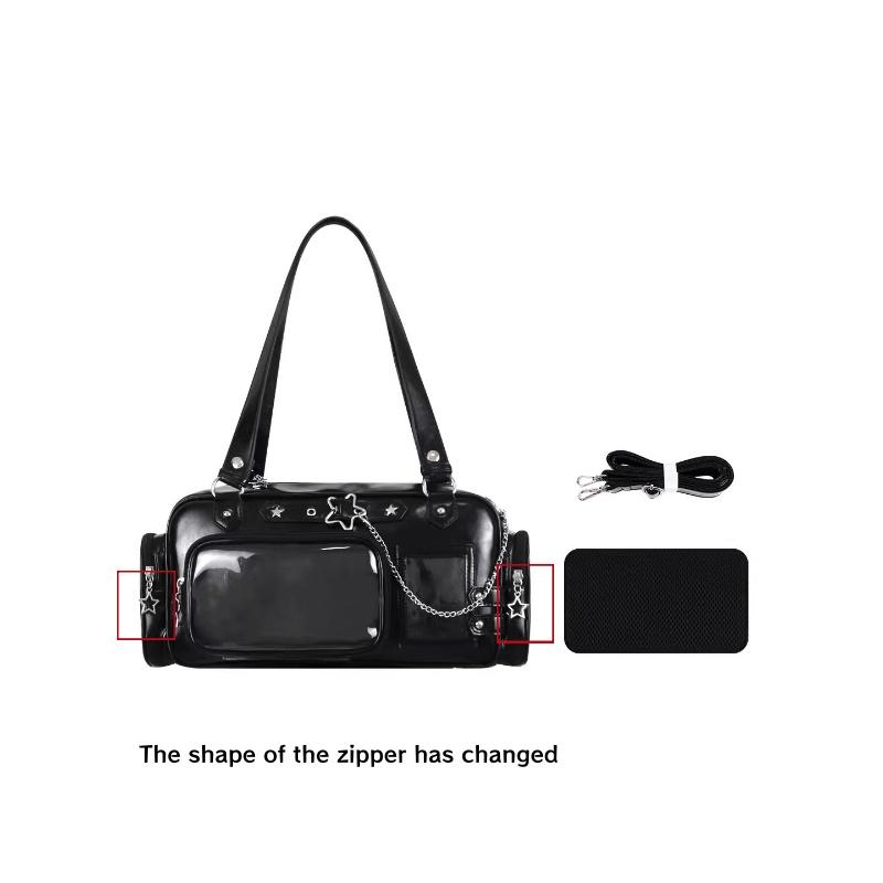Kawaii Transparent Ita Bag Large Capacity Crossbody Bag For Show Anime Pins Chain Design Casual Daily Shoulder Bag For Students