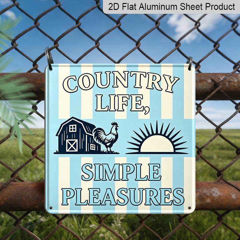 

2D Flat - 1pc, Outdoor Plaque & Wall Decor, Easy and Happy Country Life Sign, Cottage Wall Art, Rustic Home Decoration, Barn Ornament, Retro Pastoral 20*20cm
