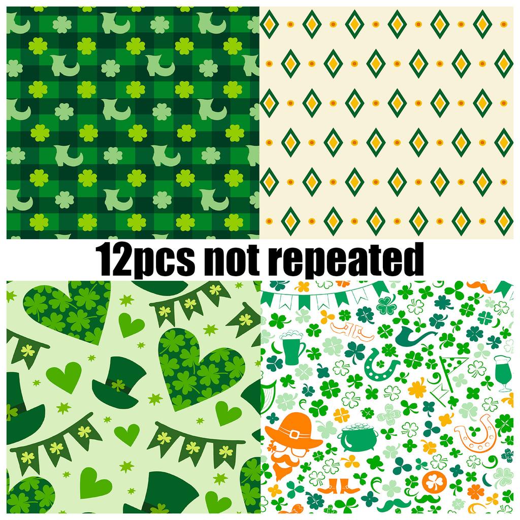 DIY12 Sheets/package of Small Flower St. Patrick's Day Material Paper Handbook Clipping Packaging Diy Material Paper