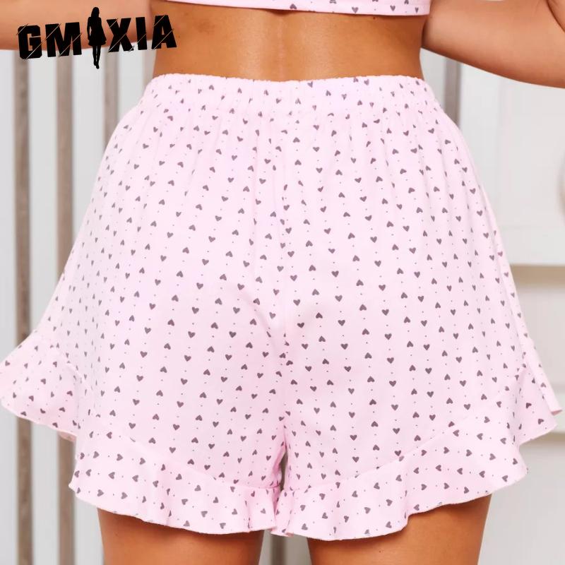 GMXIA Summer Short-sleeved Shorts Two-piece Loungewear Women's Loose Comfortable Suit