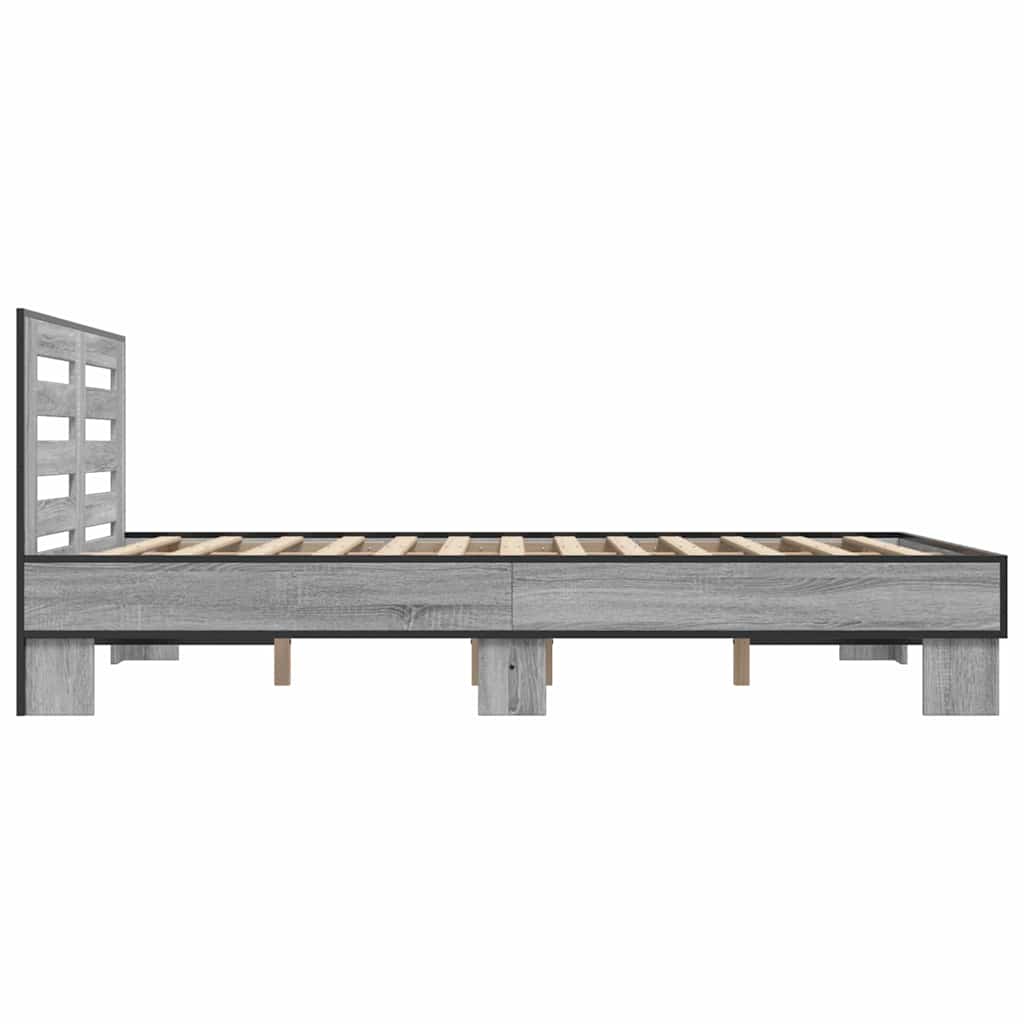 Bed Frame Gray Sonoma 120x200 cm Particleboard and Metal