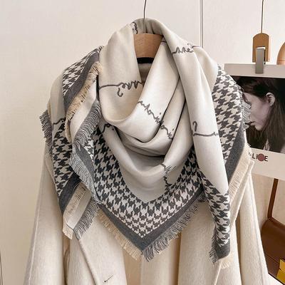 Luxury  Cashmere Women Houndstooth Scarf Winter Warm Pashmina Shawl And Wrap Bandana Pashmina Female Foulard Square Thick