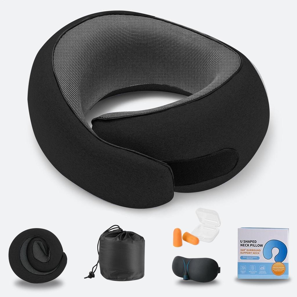 Neck Protection U-shaped Pillow Slow Rebound Memory Cotton Nap Pillow Portable Aircraft Travel Neck Pillow