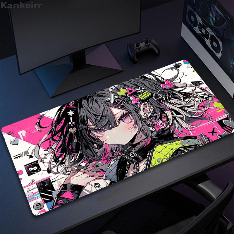 Anime Girls Cute Pink Mousepad Large Computer Gaming Accessories xcm Gamer Professional Premium Mouse Mat Kawaii Desk Mats