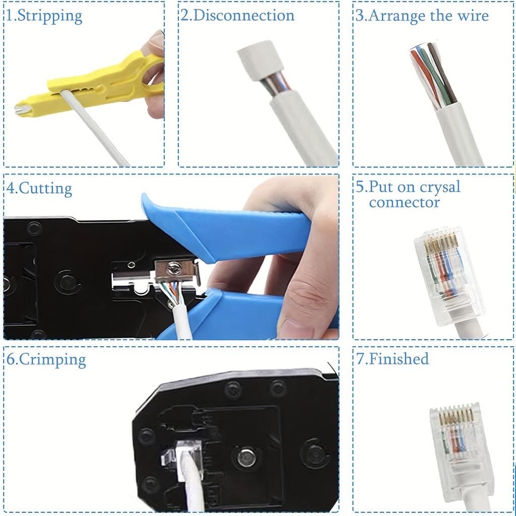 Network Crimper - Connector Crimper Pliers, for Network and TelephoneCables,Ethernet Crimping Hand Tools, Network Cable Tester