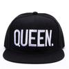 2025 Fashion KING QUEEN Embroidered Simple Hip Hop Baseball Hat Casual Flat Edge Hat Women's High Quality Outdoor Sunscreen Hat
