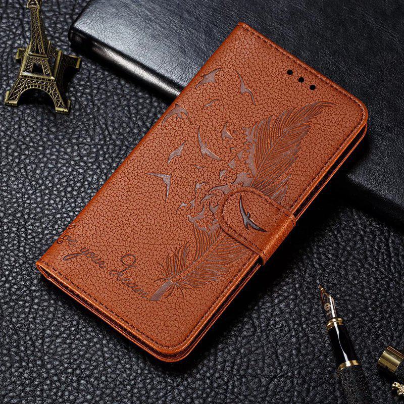 Lychee Feather Leather Case for iPhone 14 - Protective Cover with Card Slot - Flip Design for iPhone 13.
