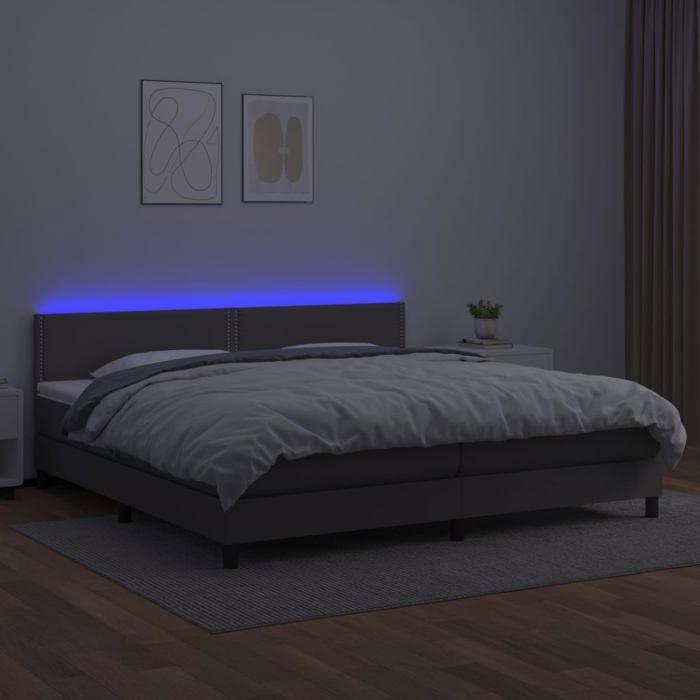 Maison Exclusive - Bed Slat Base with Mattress and LED Grey 200x200 Cm