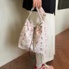 Casual Floral Drawstring Nyl Shoulder Bags for Women Fashi Large Capacity Ladies Crossbody Bag Commuter Girls Handbags Tote