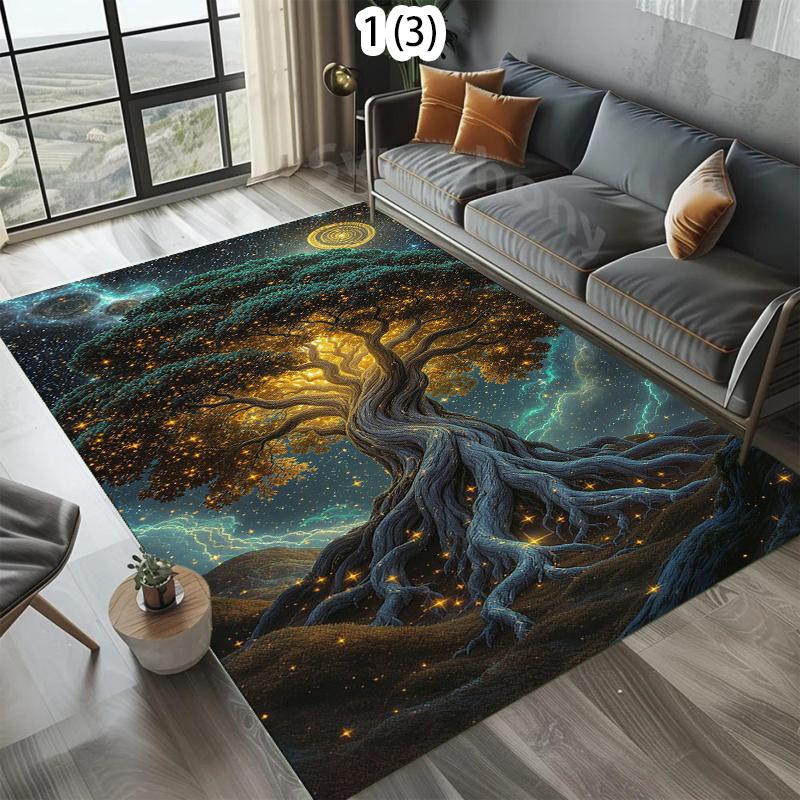 

Ковер с принтом «Древо жизни» Ковер «Сияние звезд и луны» Для гостиной, спальни, кухни, прихожей Нескользящий коврик 40X60cm