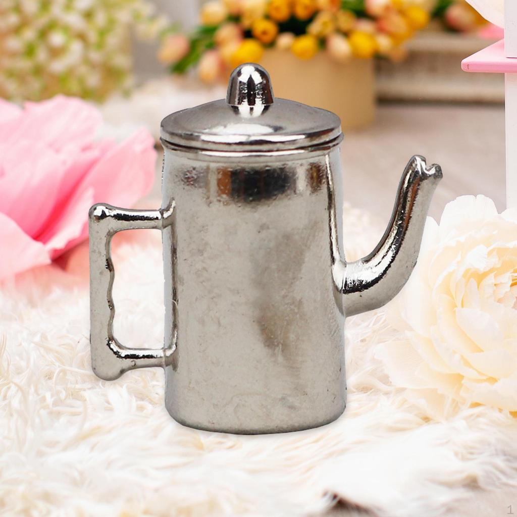 1/12 Dollhouse Mini Coffee Pot Kitchen Appliance Simulation Teapot Miniature Tea Kettle Model for