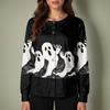 Women's Casual Long Sleeve Single Breasted Halloween Print Costume Cardigan