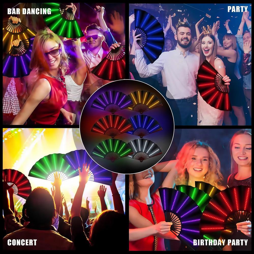 Iridescent LED RGB Folding Fan with Remote & USB Charging - 7 Colors