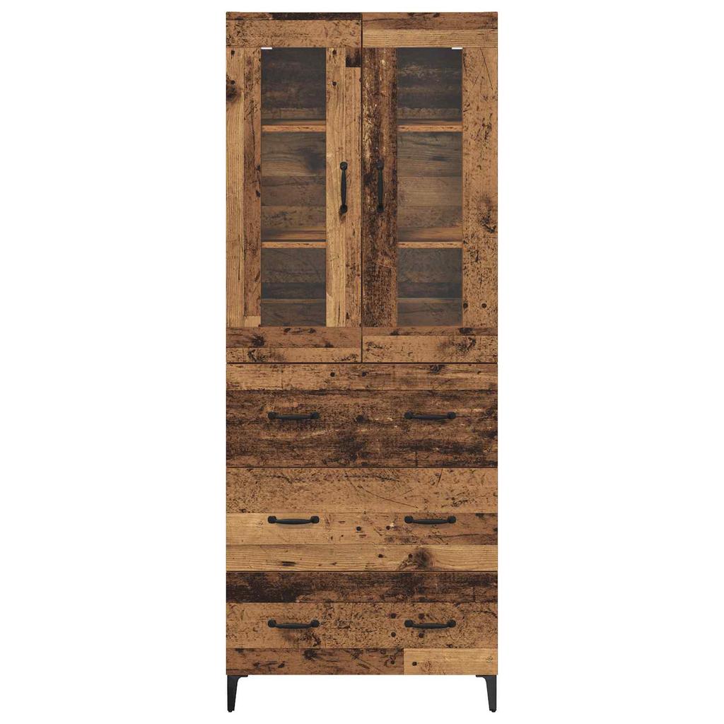 Wall Mounted Highboard Reclaimed Wood Look 69.5 x 34 x 180 cm Engineered Wood