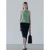 MD Women clothes Mint Mambo Green Series Green Color-Inserted Knitted round Neck Vest Sleeveless T-shirt 05736608498
