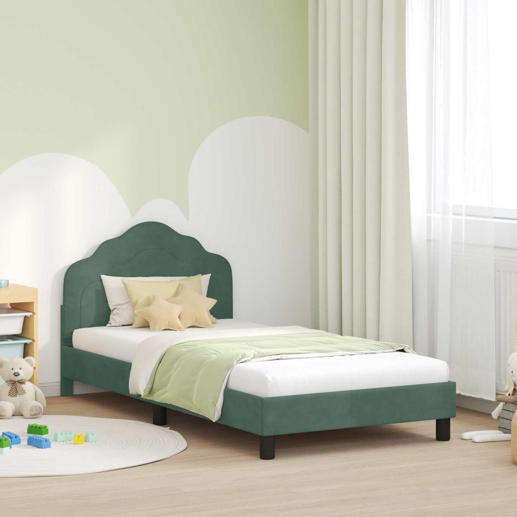 Kids Bed Frame with Headboard Sea Green 80 x 200 cm Velvet
