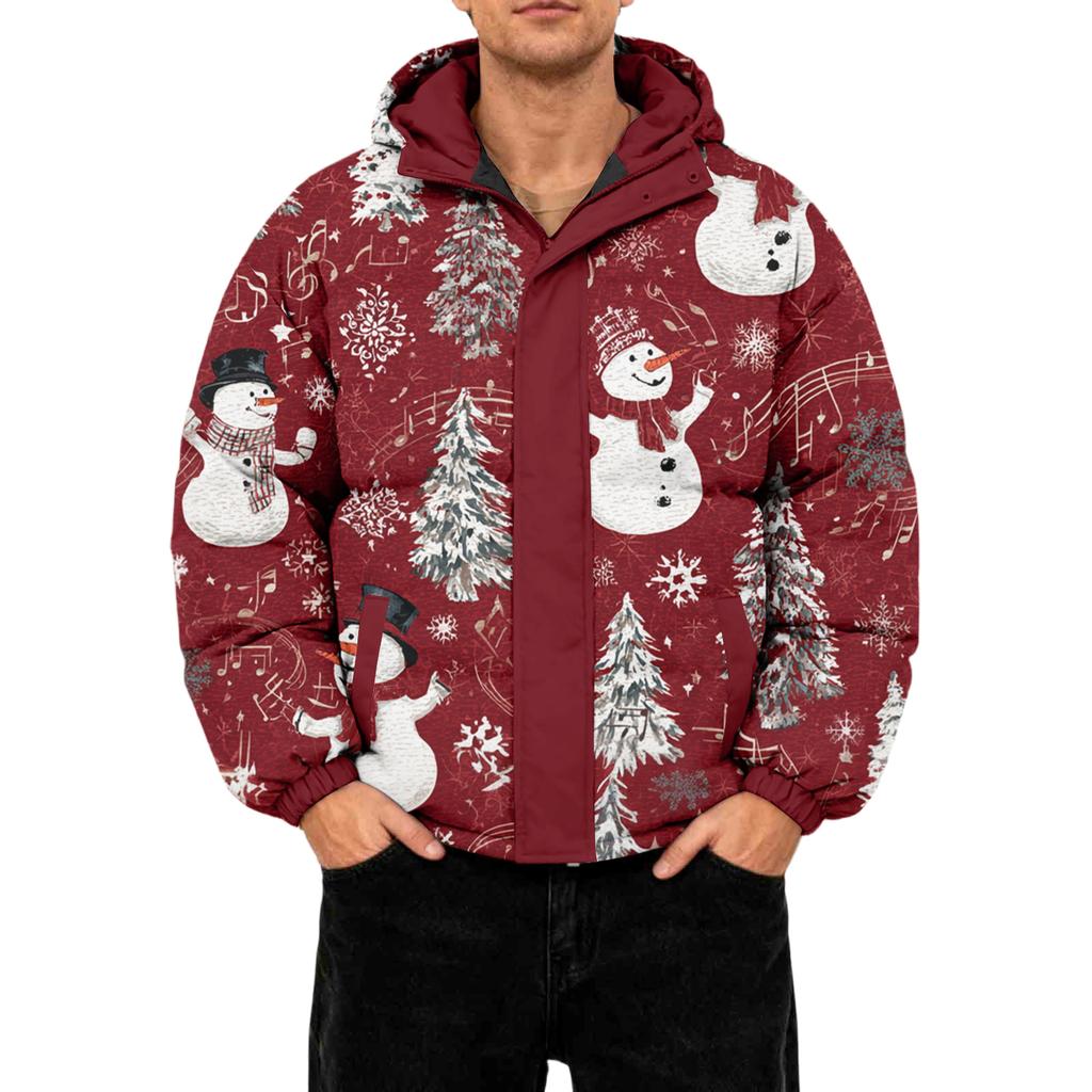 Men's Oversized Casual Down Jacket With Long Sleeves And Hood