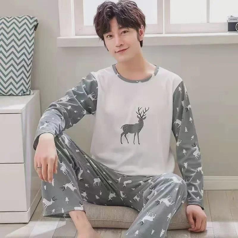 Men's Long-Sleeve Autumn/Winter Pajama Set – Teens & Students