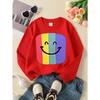 European sizes Kids' Crewneck Sweatshirt Colorful Striped Smile Face Pattern , Sportswear And Casual Wear, Soft And Comfortable, Children's Clothing