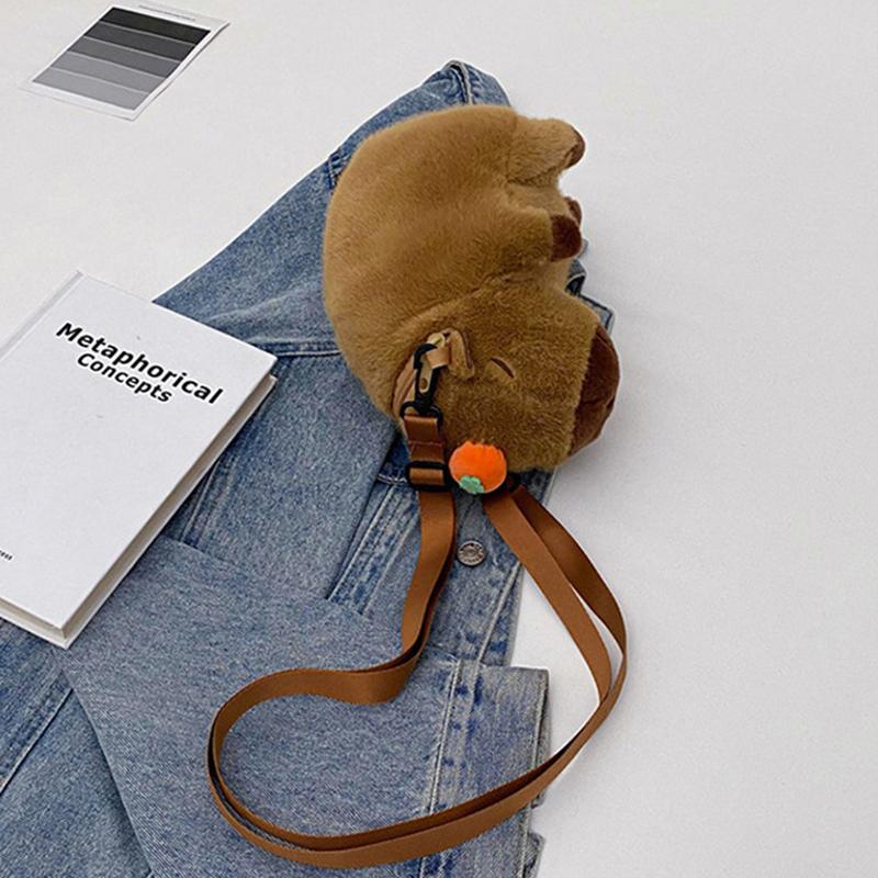 Capybara Plush Backpack Kawaii Plush Doll Fur Bag Children'S Bag Shoulder Bag Mini Backpack Gifts For Girlfriend