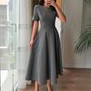 Temperament and Elegant Short-sleeved A-line Long Skirt Dress for Women's Autumn and Winter 2025