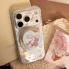 Cute doll bear apple 17promax mobile phone case iphone16 magnetic bracket 15 suitable for 13 transparent 17