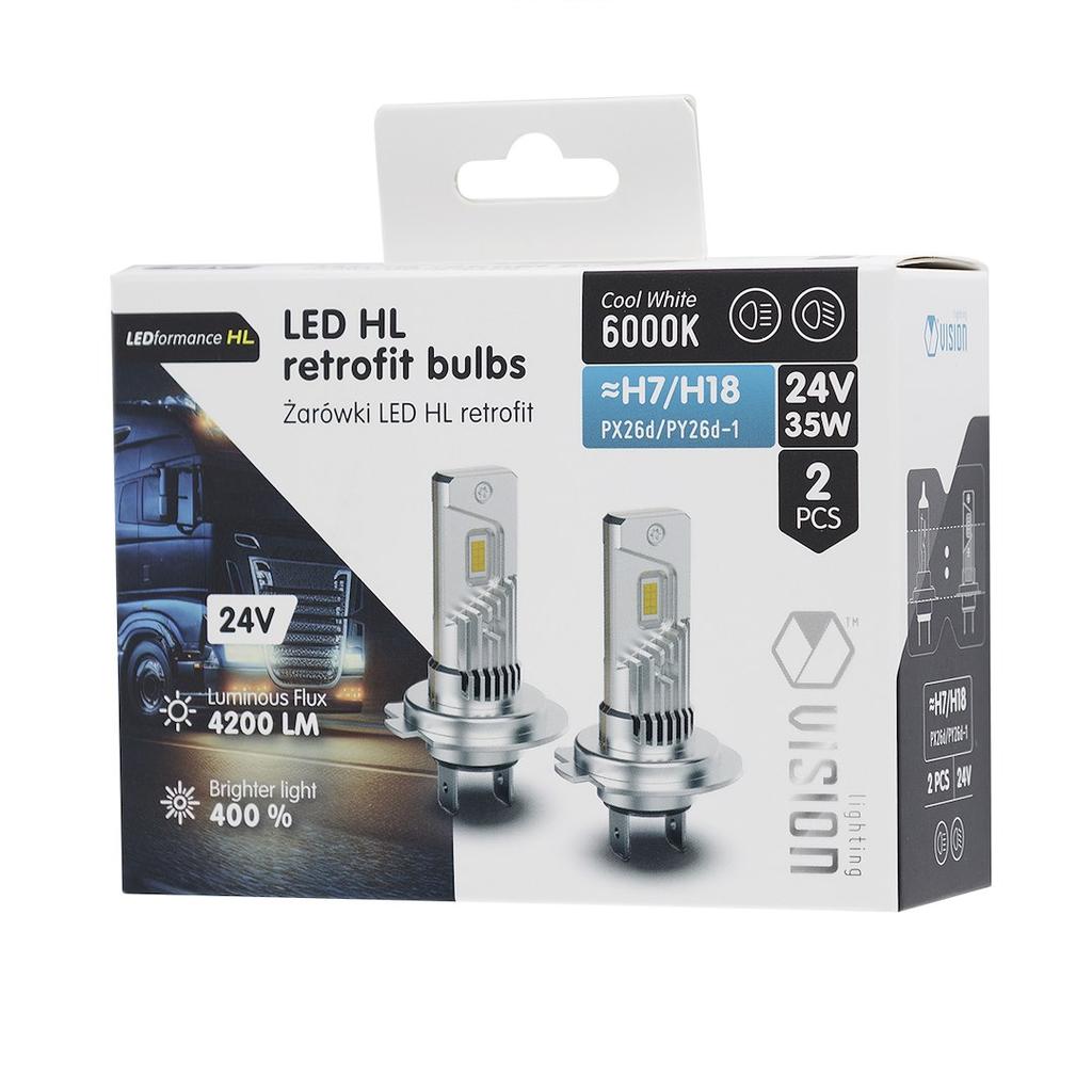 VISION LED Retrofit H7/H18 HL 24V 35W 4200 lm 6000K, CANBUS, 2 Stück