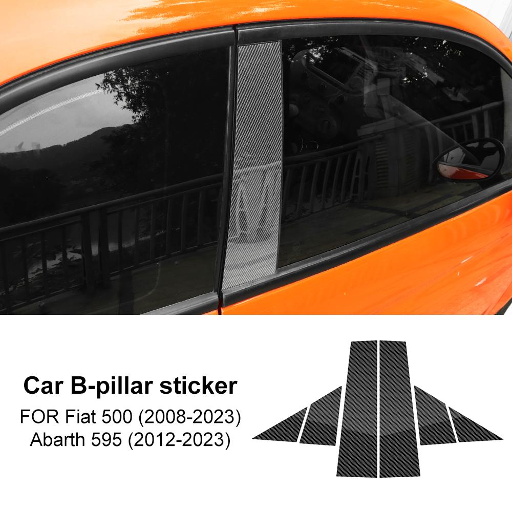 Car Window Door Column A B Pillar Post Trim Cover For Fiat 500 08-23 Abarth 595 2012- Glossy Black PC Stickers Accessories