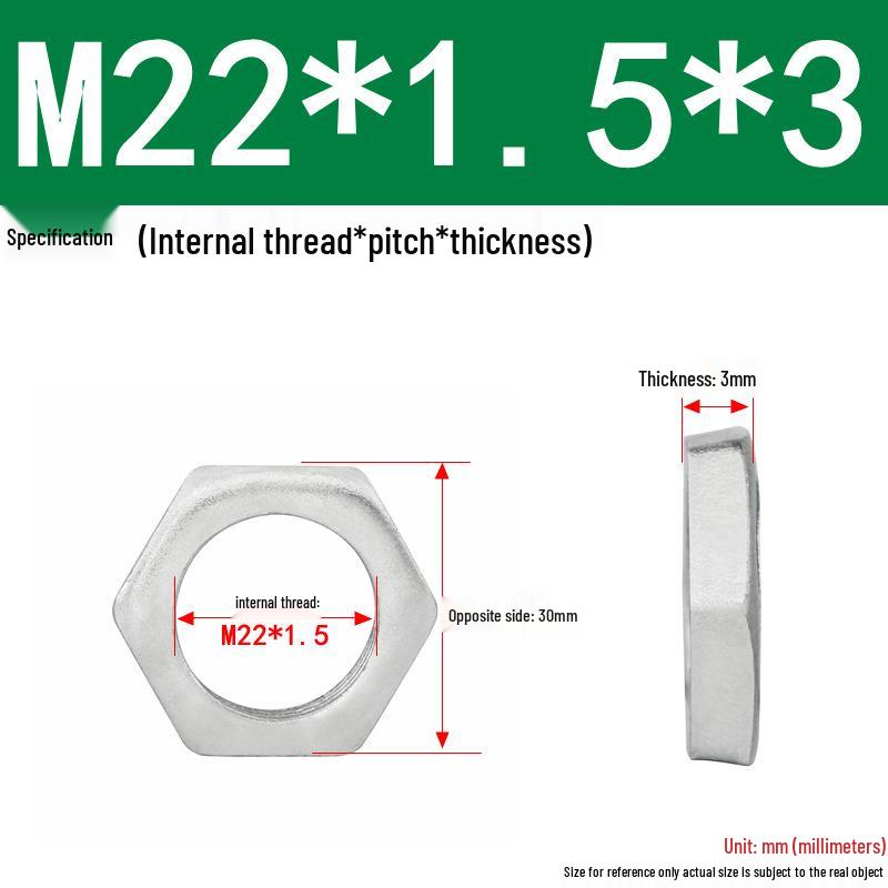 GB808 White Zinc Hex Thin Nut, Fine Thread, Lamp-Type, M6-M30