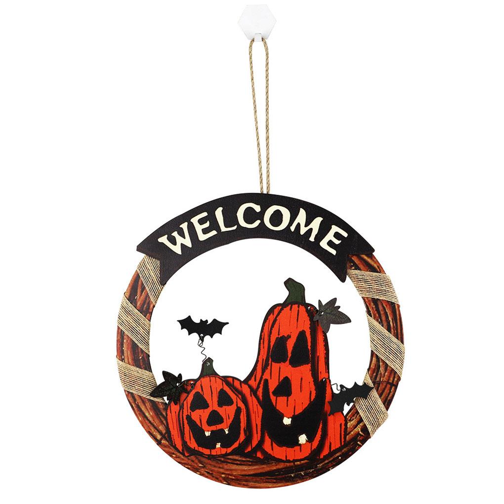 Wood Hanging Garland Pumpkin Halloween Happy Door Room Hanger Charming Board Photo Props Craft Party Pendent Yard Home