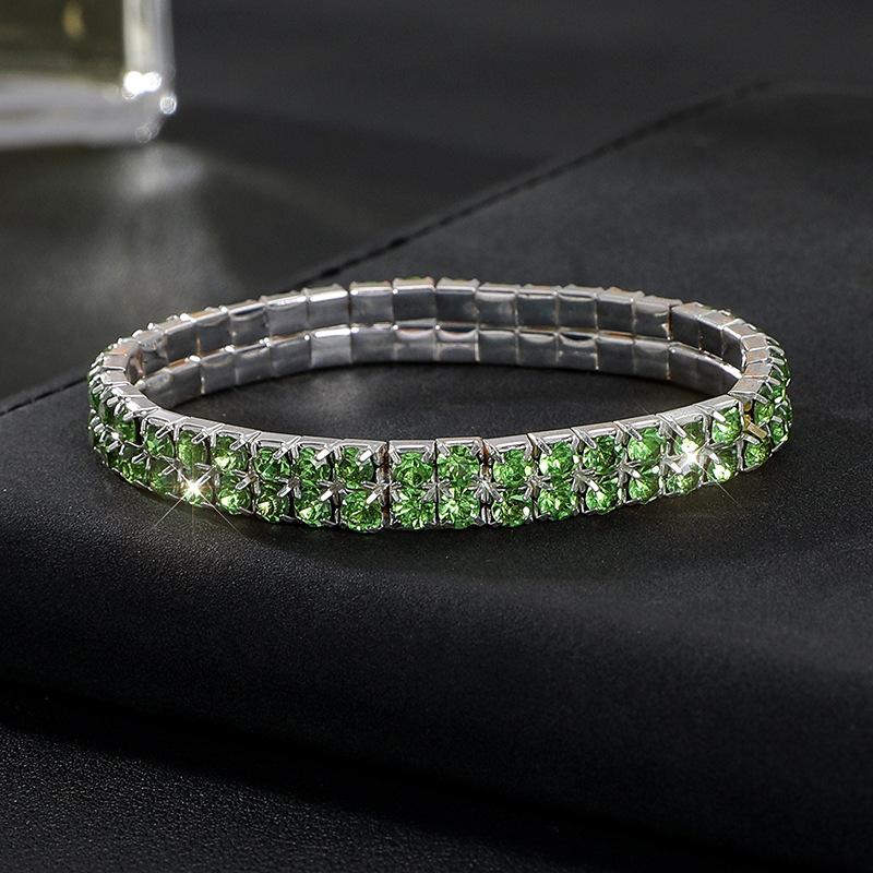 Vollbesetztes Diamantarmband Übertriebenes Strassarmband Kristall Zweireihig Elastisches Armband