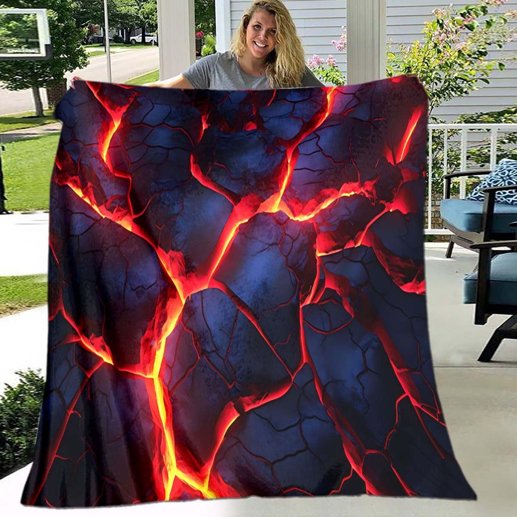 3D Hot Molten Rock Digital-printed Polyester Bedroom Velvet Flannel Cover Blanket Fleece Soft Sofa Cover Blankets for Beds