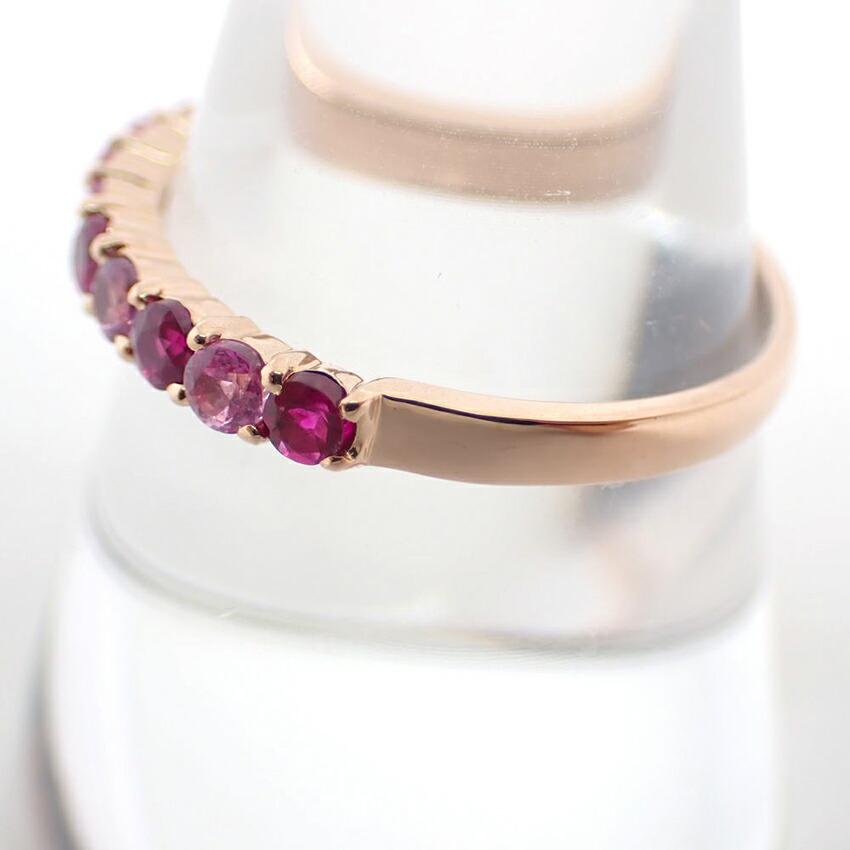 [Pre-owned] K18PG/Ruby/Pink Sapphire/Half Eternity Ring/Size 18/j53-1