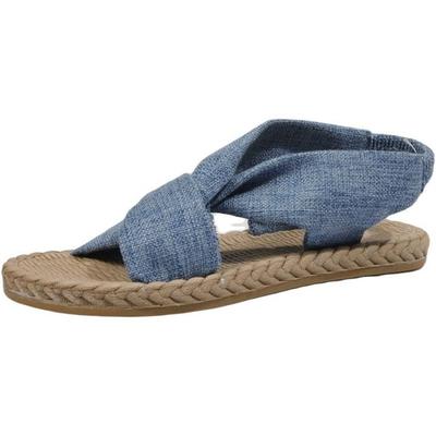 Fashion Blue Sandals Women Twist Decor Denim Slingback Sandals Women Slides Flat Heel Outdoor Beach Summer Woman Slippers
