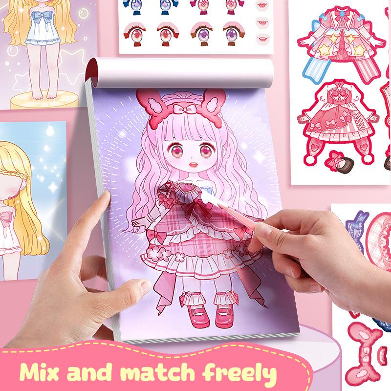 Princess Dress Up Sticker Book Diy Girly Wardrobe Sticker Sheets For Girls Party Favor Gifts Handbooks Waterproof Stickers