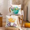 Painting Cup Of Flowers Cushion Cover Soft Plush Throw Pillow Cover | Double-Sided Cushion Case | Sofa Bedroom Home Decor