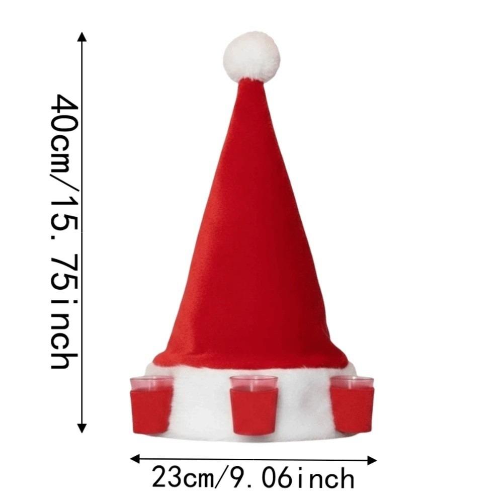 Bright Red Plush Party Cap Faux Fur Trim Holiday Hat With Cups Festive Game Hat Festive Events
