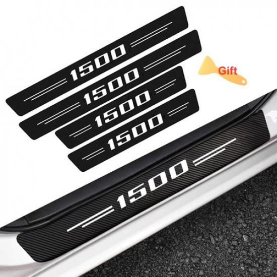 4x For Silverado 1500 Carbon Fiber Leather Cab Door Sill Plate Threshold Covers