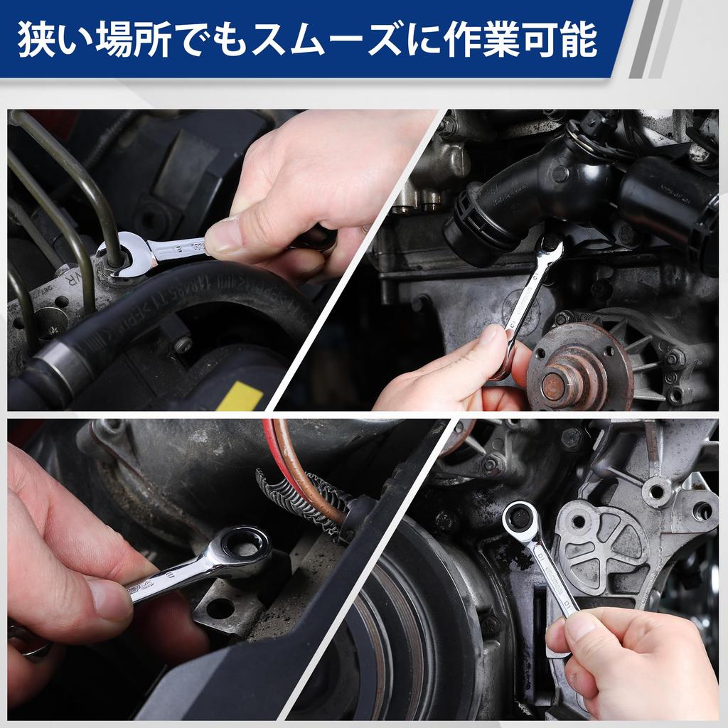 WORKPRO Combination Wrench Stubby Wrench Ratchet Wrench Ratchet Spanner 72 for Automotive and Includes Dedicated Storage Case Set, Set, Set, Set,