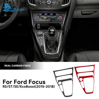 Echter Weicher Karbonfaser-Aufkleber für Ford Focus SE RS ST Ecoboost 2015 2016 2017 2018 LHD RHD Auto Mittelkonsole Schalthebel-Panel